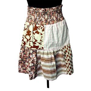 Universal Thread Womens Patchwork Mixed Media Mini Skirt Sz XL Boho Cottagecore